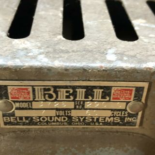 Vintage Bell Sound Systems Mono 6L6 push - pull Vacuum Tube Amplifier 3725A 1940 ' s 6