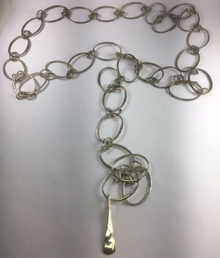 Vintage Rlm Robert Lee Morris Sterling Silver Circle Link Necklace Size 36” N2