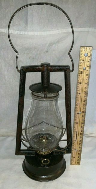 Antique C.  T.  Ham No 00 Gem Kerosene Lantern Unusual Size & Cage Vintage Lighting