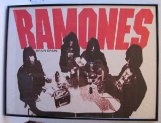 Vintage 1989 Ramones Brain Drain Promotional Poster Framed Sire Records