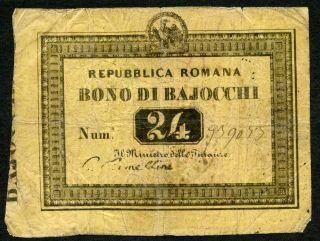 Repubblica Romana Papal State 24 Bajocchi 1849 Issue Rare