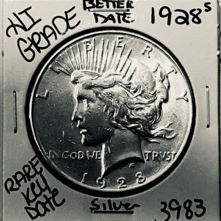 1928 S Peace Silver Dollar Hi Grade U.  S.  Rare Key Coin 3983