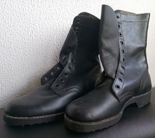 Vintage Israel Idf Army Zahal Military Black Leather Boots Shoes Size 44