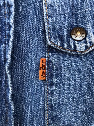 VTG 60’s 70s Levis Big E Orange Tab MED Denim Shirt Sawtooth Pocket Snap Western 3