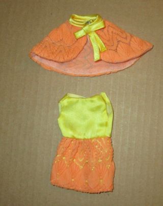 Takara Vintage Licca Doll Yellow And Orange Outfit With Cape
