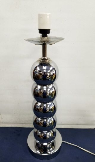 Vintage Mid Century Chrome Ball Table Lamp Georges Kovacs Style Rare 1960 ' s 2