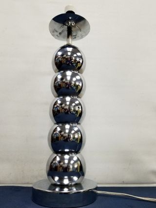 Vintage Mid Century Chrome Ball Table Lamp Georges Kovacs Style Rare 1960 ' s 3