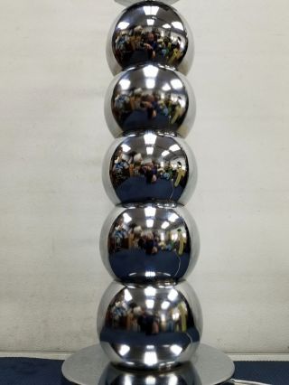 Vintage Mid Century Chrome Ball Table Lamp Georges Kovacs Style Rare 1960 ' s 5