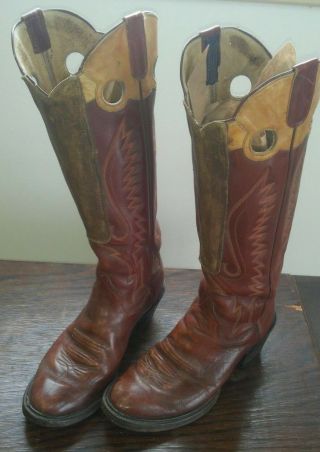 Mens Vintage Panhandle Slim Brown Leather Handcrafted Cowboy Boots