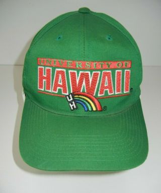 Vtg 90s Sports Specialties Uh Hawaii Rainbows Hawaiian College Snapback Hat Cap