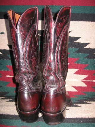 VINTAGE LUCCHESE HOBBY BLACK CHERRY IMPORTED GOATSKIN COWBOY BOOTS 10D 3