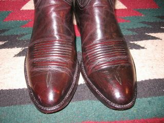 VINTAGE LUCCHESE HOBBY BLACK CHERRY IMPORTED GOATSKIN COWBOY BOOTS 10D 5
