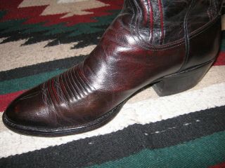 VINTAGE LUCCHESE HOBBY BLACK CHERRY IMPORTED GOATSKIN COWBOY BOOTS 10D 6