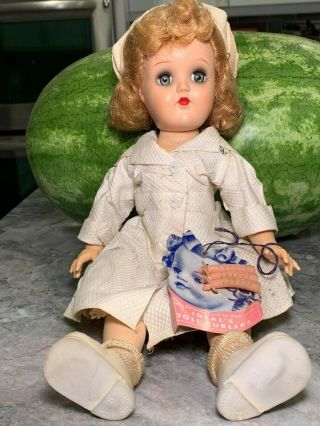 Vintage Ideal Miss Curity Nurse Doll 13 1/2 Inch With Doll Curlers On Card