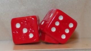 Nora Fleming Red Dice Mini 2 Dice Nf Initials Extremely Rare Retired & Vhtf A45
