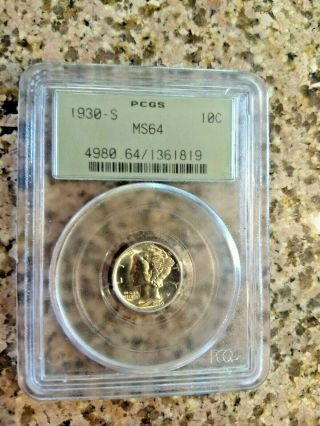 Rare 1930 S Silver Mercury Dime Pcgs Certified Ms 64 Key Date Coin