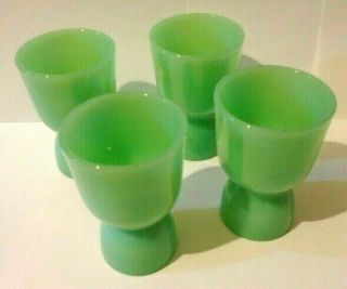 Set Of 4 Vintage Anchor,  Hocking Fire King Jadeite 4 " Double Egg Cups