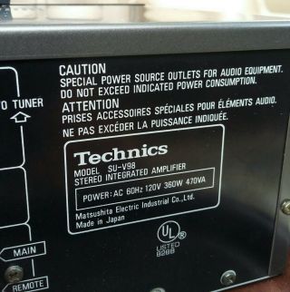Vintage Technics SU - V98 110w per Channel stereo integrated amplifier 7