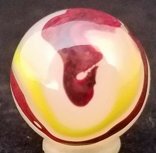 Vintage Akro Agate Eggyolk Oxblood Marble