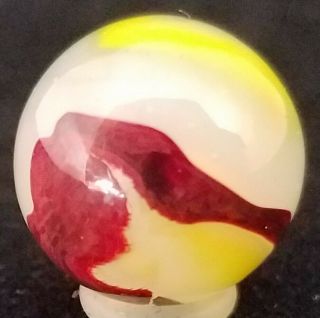 Vintage Akro Agate Eggyolk Oxblood Marble 5