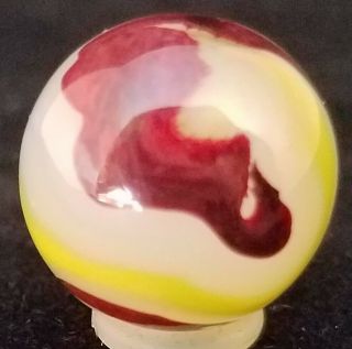 Vintage Akro Agate Eggyolk Oxblood Marble 6