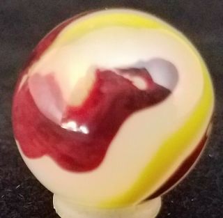 Vintage Akro Agate Eggyolk Oxblood Marble 7