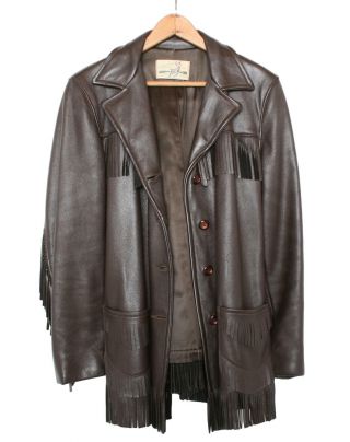 Vintage Custom Coat Co.  Brown Deerskin Deer Leather Fringe Jacket Women 