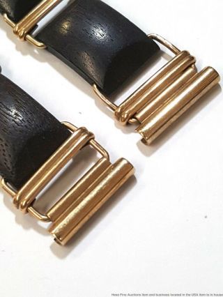 Rare Arts Crafts Modernist Allan Adler Yellow Gold Wood Watch Bracelet 16mm 10