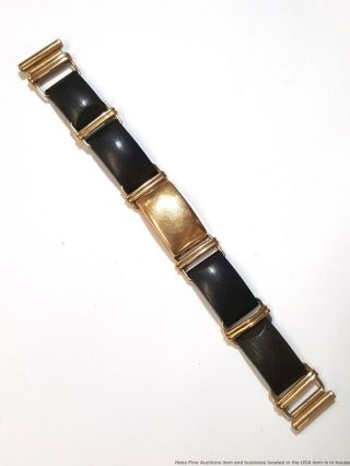 Rare Arts Crafts Modernist Allan Adler Yellow Gold Wood Watch Bracelet 16mm