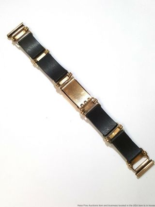 Rare Arts Crafts Modernist Allan Adler Yellow Gold Wood Watch Bracelet 16mm 2