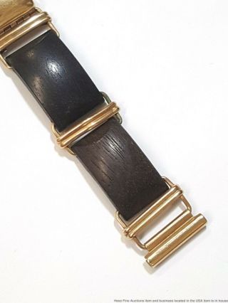 Rare Arts Crafts Modernist Allan Adler Yellow Gold Wood Watch Bracelet 16mm 3