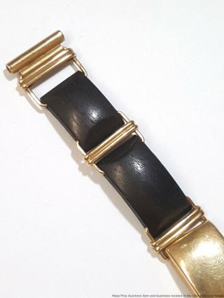 Rare Arts Crafts Modernist Allan Adler Yellow Gold Wood Watch Bracelet 16mm 4