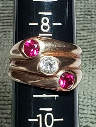 Vintage 10k Gold Ladies Ring 3 Stones Size 8 1/2 Total Weight 6 Grams Not Scrap 8