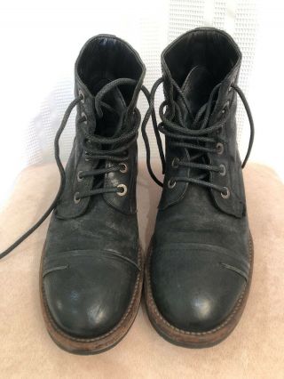 Mens Dolce & Gabbana Vintage Combat Boots Black Leather Ankle Sz 8