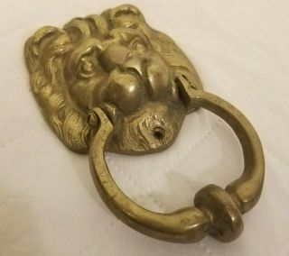Lion Head Door Knocker Vintage Large Heavy Brass Gold Finish Collectible