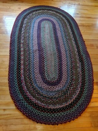 Vintage Hand Made Braided Rug In Overall 52 " By 93 "