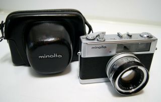 Minolta Hi - Matic 7s Rangefinder 35mm Film Camera Rokkor Pf 45mm Lens Vintage