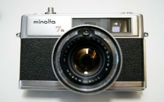 Minolta Hi - Matic 7s Rangefinder 35mm Film Camera Rokkor PF 45mm Lens Vintage 2