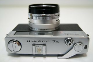 Minolta Hi - Matic 7s Rangefinder 35mm Film Camera Rokkor PF 45mm Lens Vintage 3