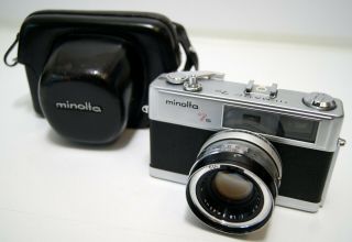 Minolta Hi - Matic 7s Rangefinder 35mm Film Camera Rokkor PF 45mm Lens Vintage 5