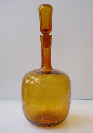 Vintage Blenko Decanter 657 Joel Meyers 14 " Honey Crackle Glass