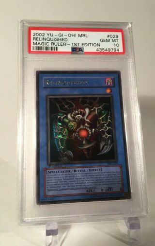 Relinquished Psa 10 Gem Magic Ruler 2002 Mrl - 029 Ultra Rare Yugioh Tcg 