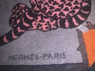 Hermes Beach Bath Towel Floor Mat Blanket Leopard Print Rare  2
