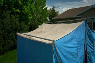 Vintage Coleman Holiday canvas tent,  9 x 7 ' in 4