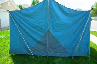 Vintage Coleman Holiday canvas tent,  9 x 7 ' in 7