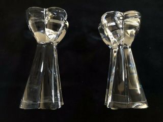 Vintage Pair Baccarat Crystal Diomede Candlesticks & Receipt From Paris