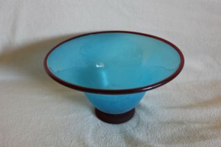 Franco Moretti Signed Scavo Art Glass Turquoise Blue Bowl Murano Vintage