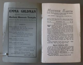 Mother Earth - December,  1916 Vol XI No.  10,  Emma Goldman,  Anarchism RARE 3