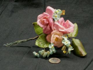 11 BUNCHES ANTIQUE/VINTAGE MILLINERY FLOWERS,  TINY,  SMALL,  MEDIUM,  ROSEBUDS,  VGC,  NR 2
