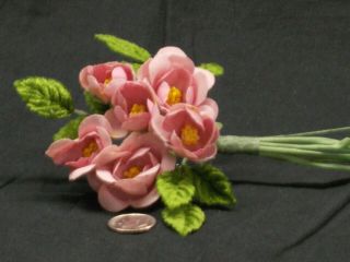 11 BUNCHES ANTIQUE/VINTAGE MILLINERY FLOWERS,  TINY,  SMALL,  MEDIUM,  ROSEBUDS,  VGC,  NR 5